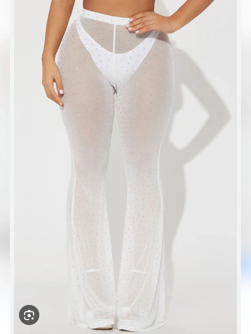 Jeweled Sheer Flare Pants